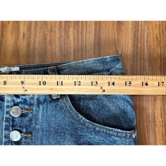 ONE TEASPOON X High Rise Button-Fly Twisted Cuff Hem Relaxed Jean Shorts Size 26 - Picture 6 of 8